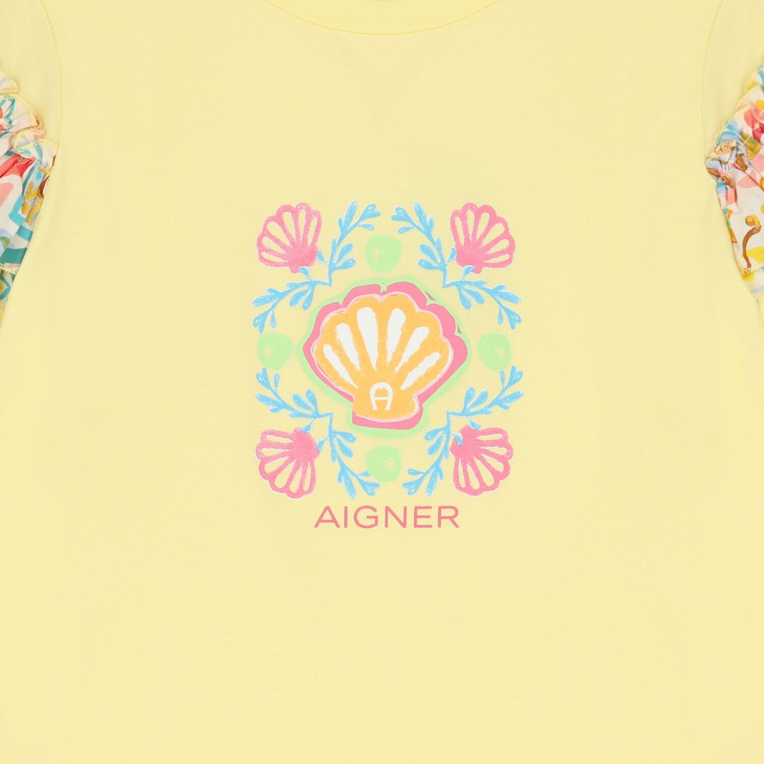 Girls Yellow Shell Logo Dress, 1, hi-res