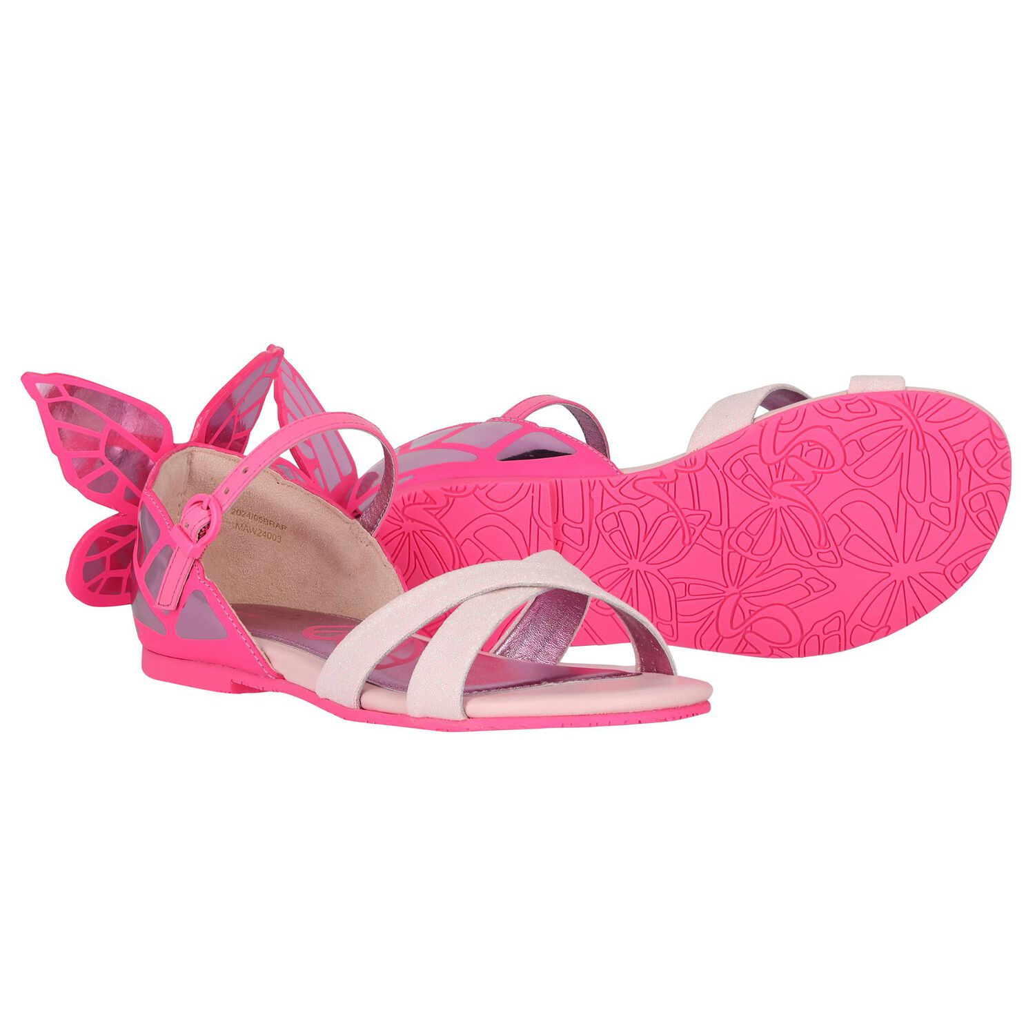 Girls Pink Butterfly Sandals, 1, hi-res image number null