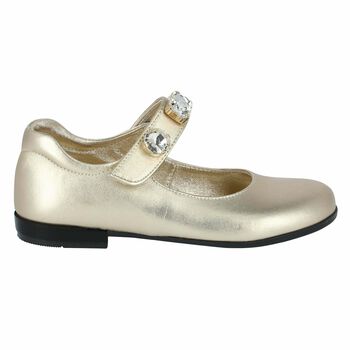 Girls Gold Embellished Shoes