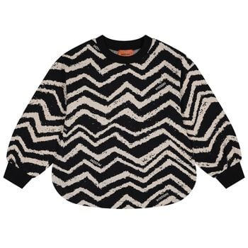 Girls Black & Ivory Zig Zag Sweatshirt