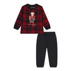 Baby Boys Red & Black Tartan Tracksuit, 1, hi-res
