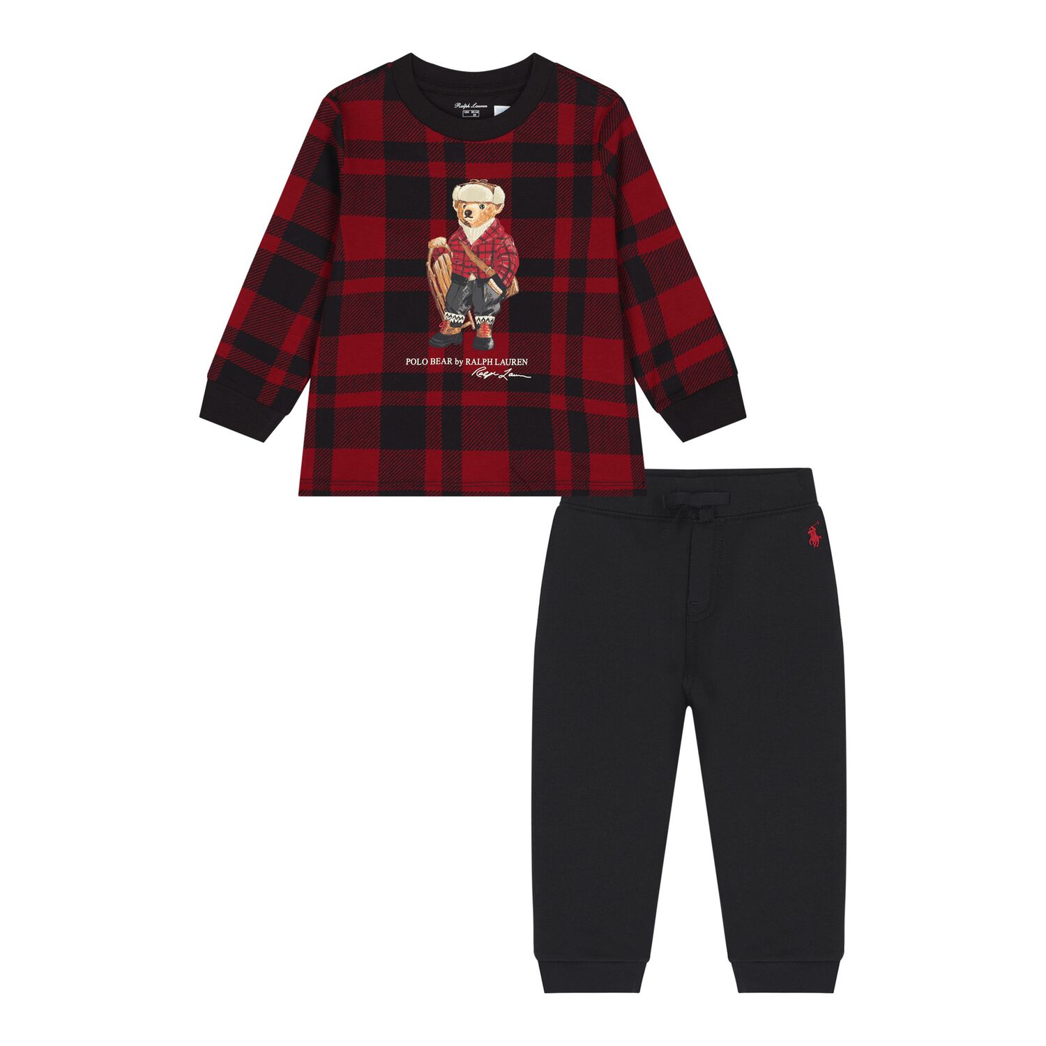 Baby Boys Red & Black Tartan Tracksuit, 1, hi-res