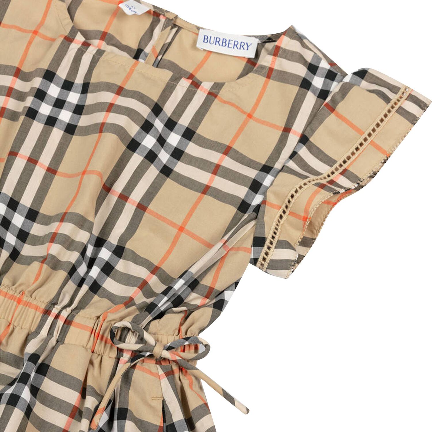 Girls Beige Check Dress, 1, hi-res