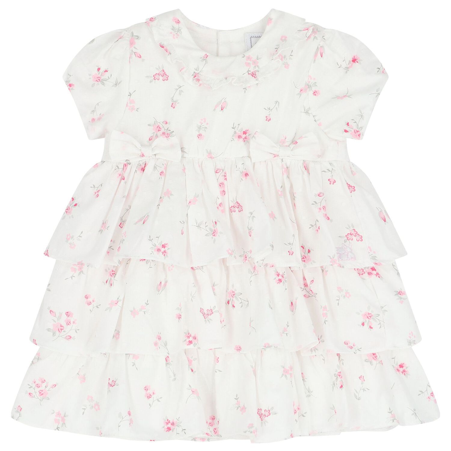 Baby Girls White & Pink Floral Dress Set, 1, hi-res