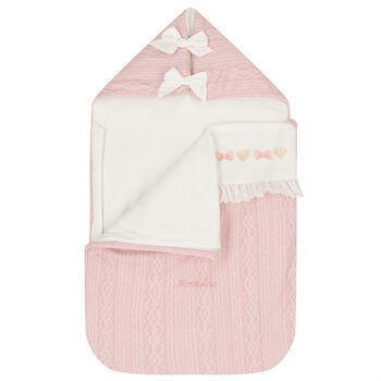 Baby Girls Pink & Ivory Heart & Bow Nest