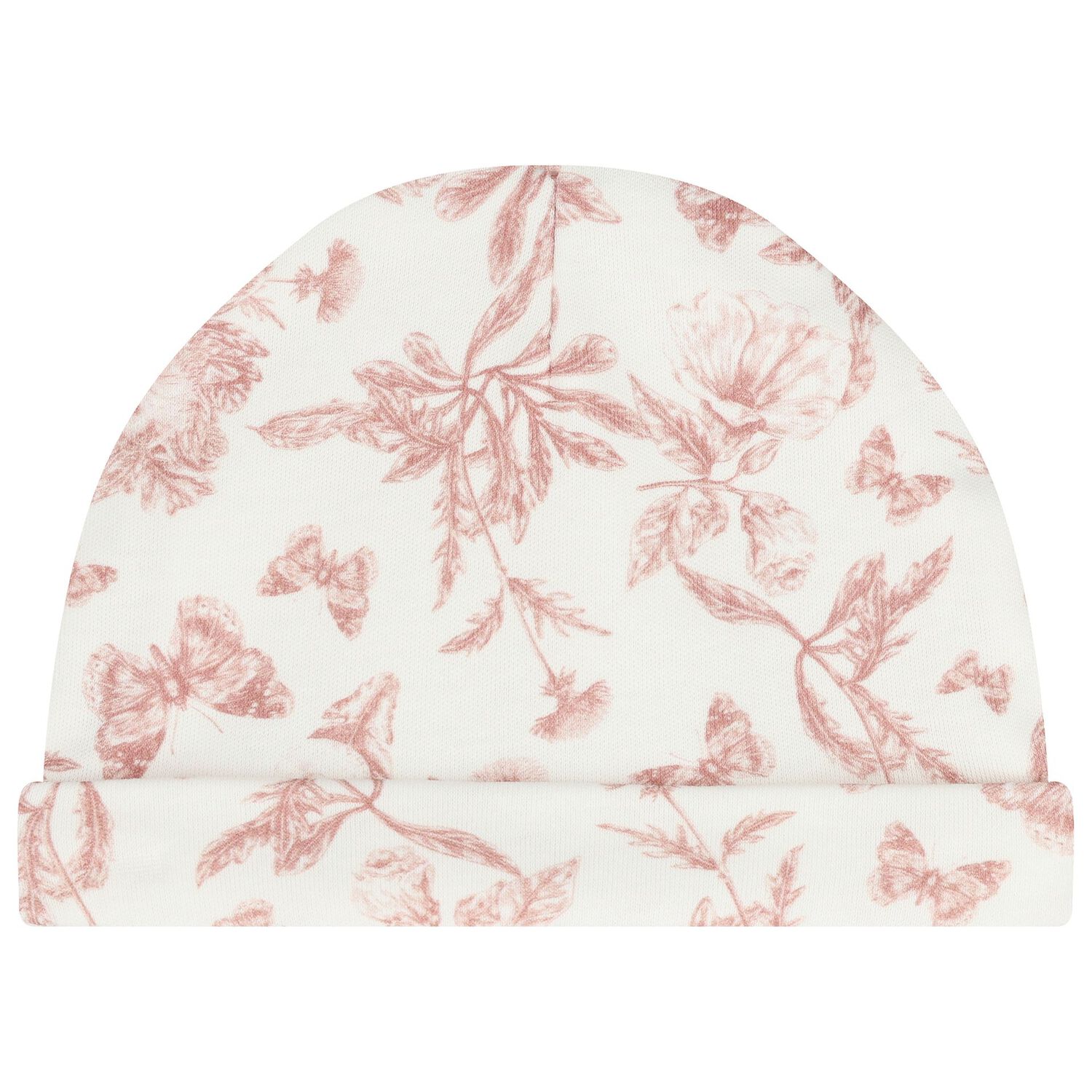Baby Girls Ivory & Pink Toile De Jouy Hat, 1, hi-res