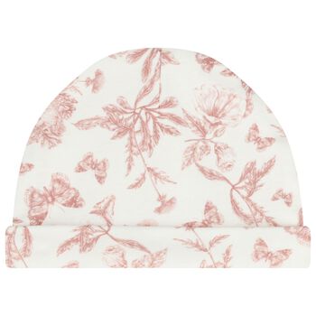 Baby Girls Ivory & Pink Toile De Jouy Hat