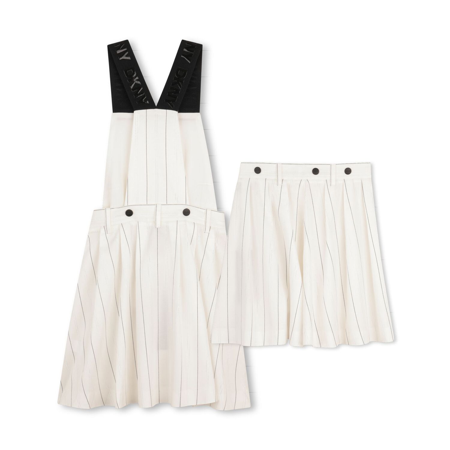 Girls Ivory Pinstripe 2 in 1 Pinafore Dress, 1, hi-res