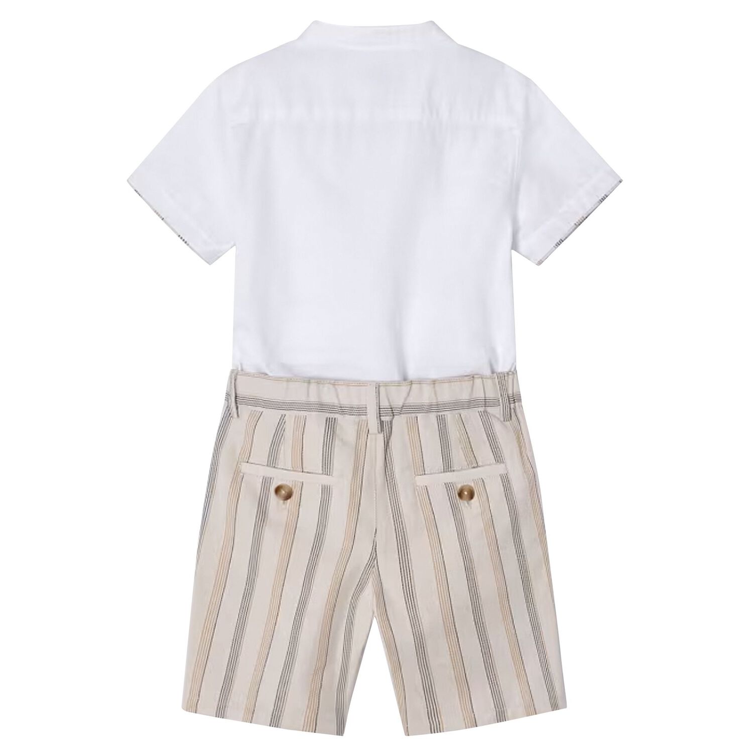 Boys White & Beige Shorts Set, 1, hi-res image number null