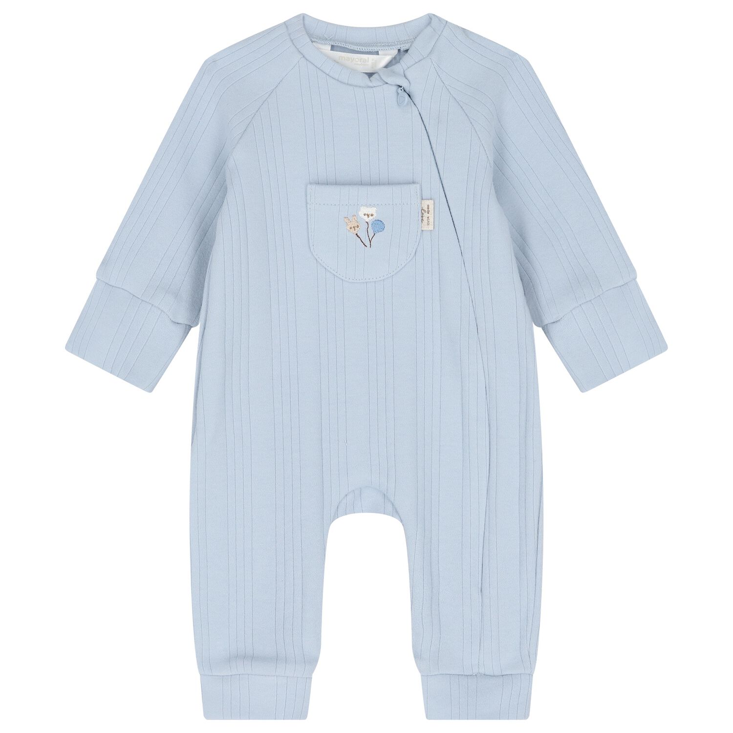 Baby Boys Blue Balloon Motif Ribbed Romper, 3, hi-res