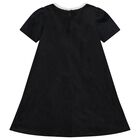 Girls Black & Ivory Bow Velvet Dress, 1, hi-res