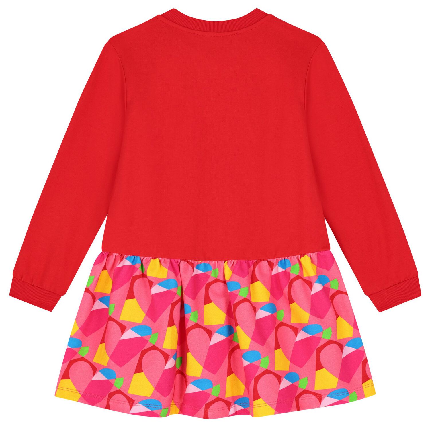 Girls Red Hearts Sweatshirt Dress, 1, hi-res