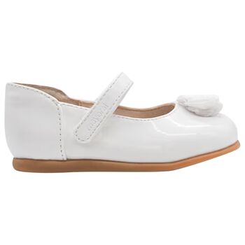 Younger Girls White Flower Shoes 