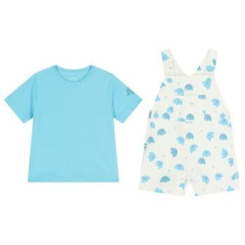 Baby Boys Turquoise & White Dungaree Set