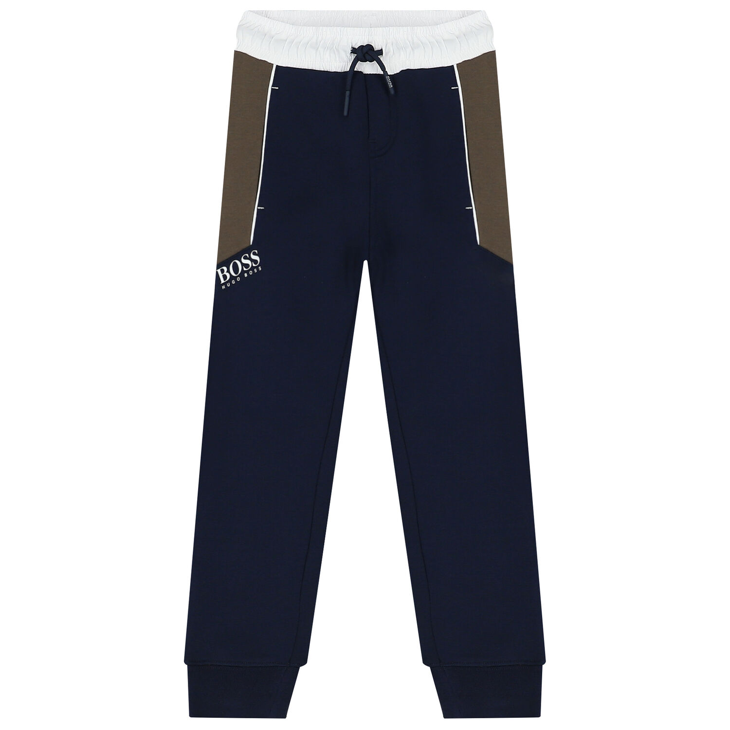Boys Navy, White & Khaki Logo Joggers, 1, hi-res