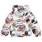 Boys White Logo Padded Puffer Jacket, 1, hi-res