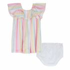 Younger Girls Pastel Stripe Dress, 1, hi-res