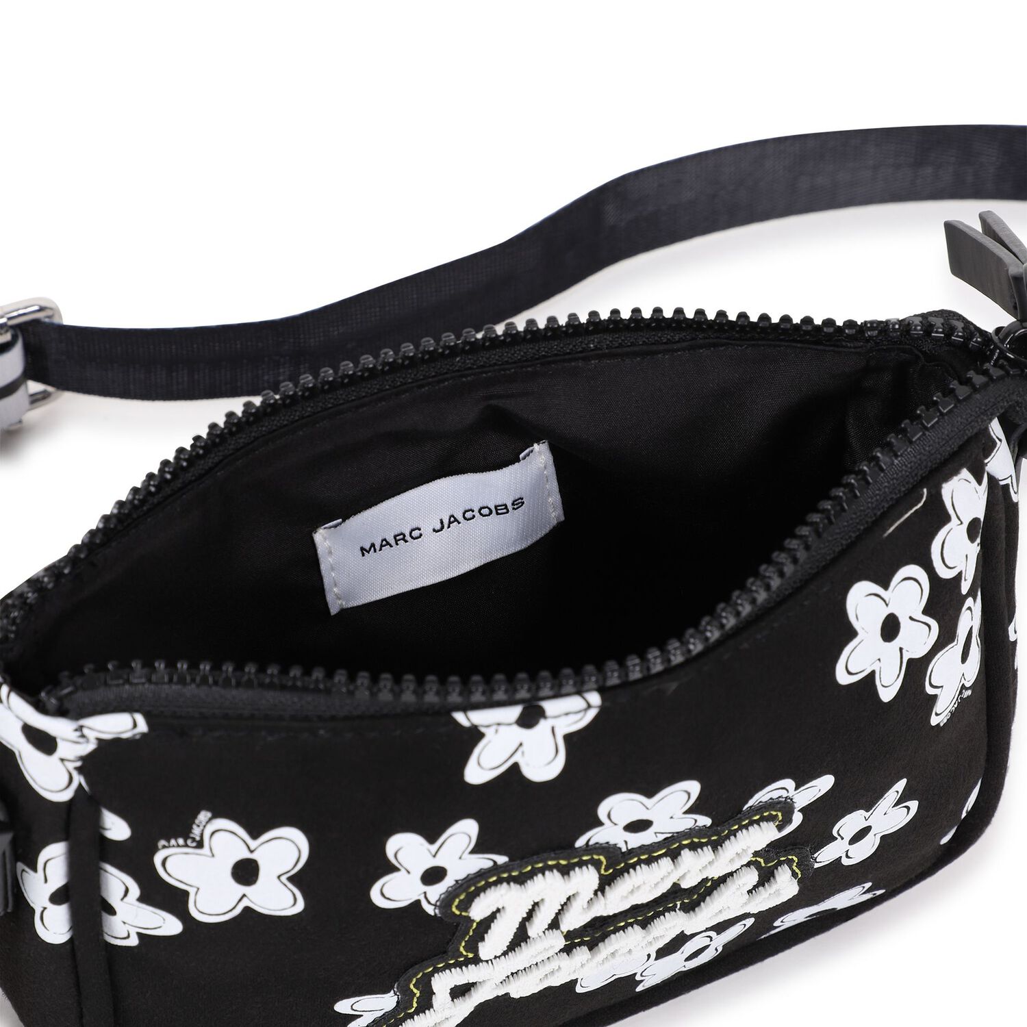 Girls Black Flower Logo Handbag, 1, hi-res