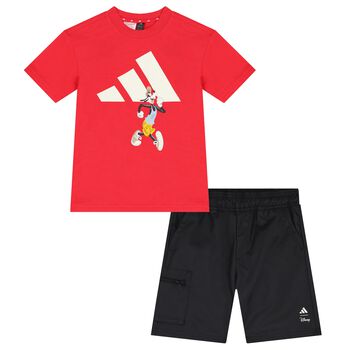 Boys Red & Black Disney Shorts Set