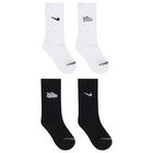 Boys Black & White Logo Socks, 1, hi-res