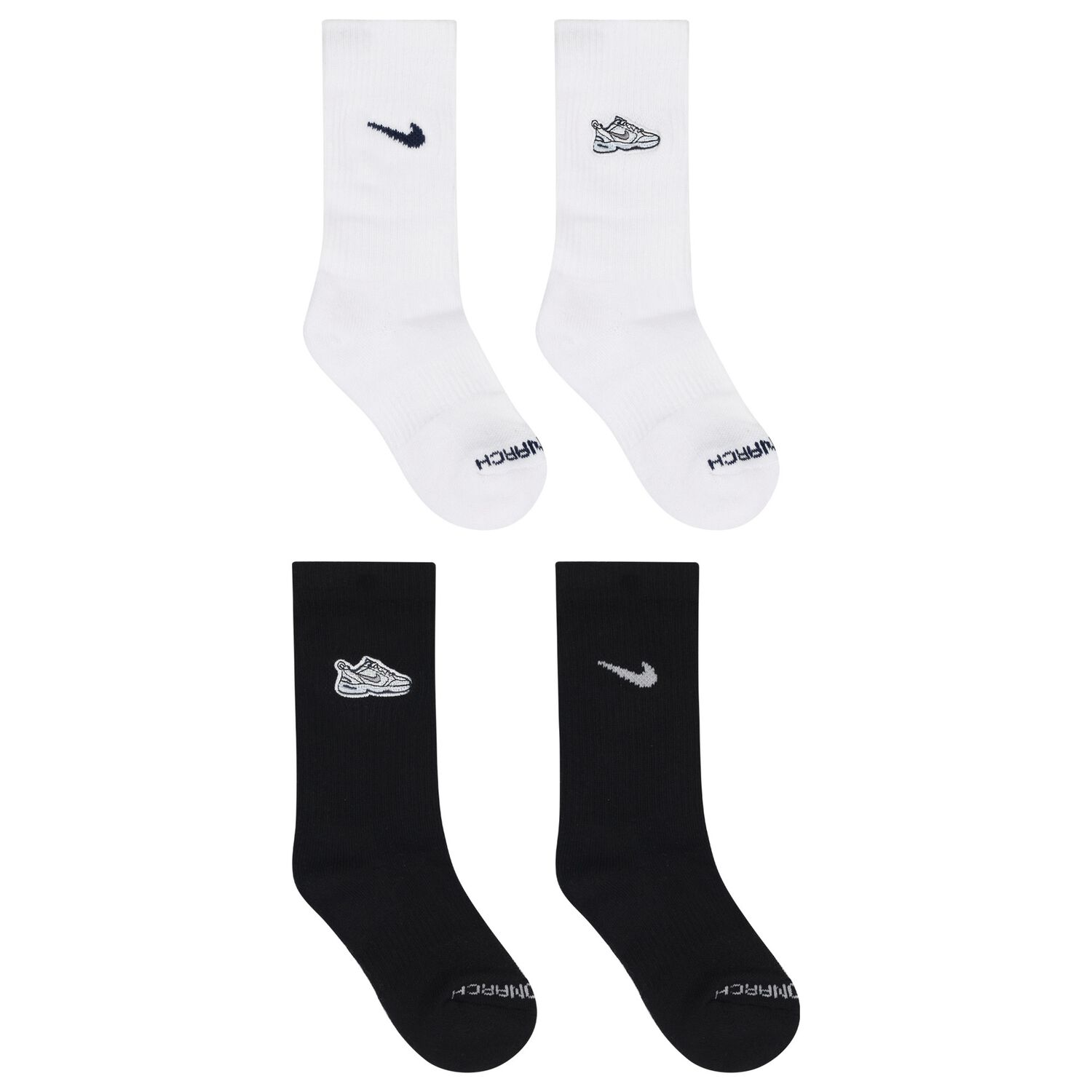 Boys Black & White Logo Socks, 1, hi-res