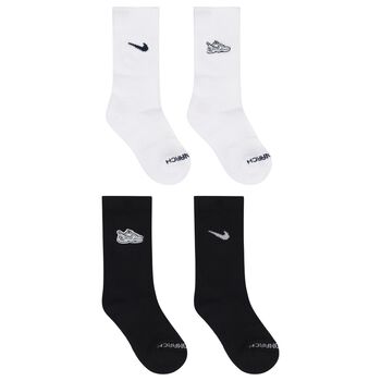 Nike Kids Boys Black & White Logo Socks, 1 Boys Black & White Logo Socks
