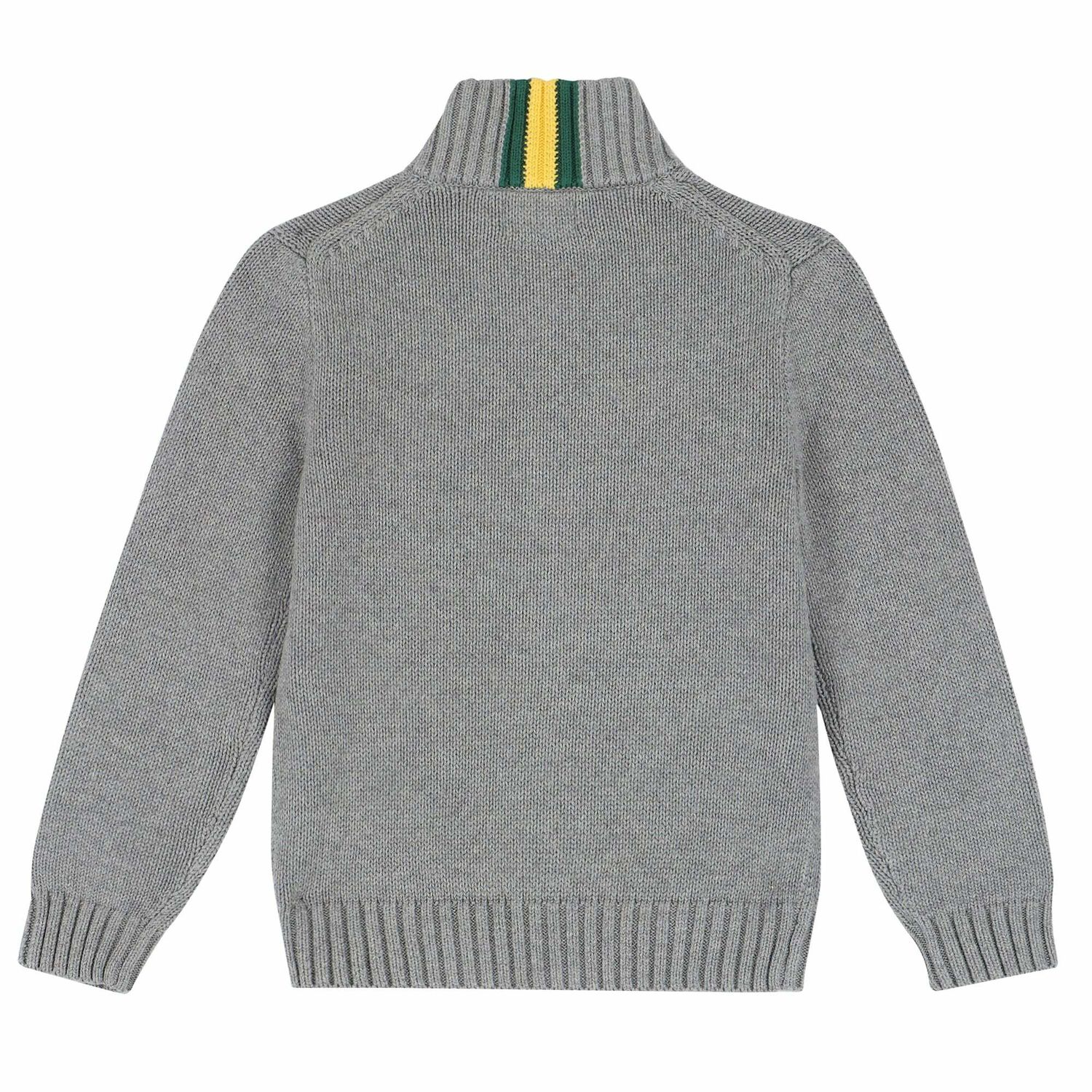 Boys Grey Logo Knitted Logo Sweater, 1, hi-res