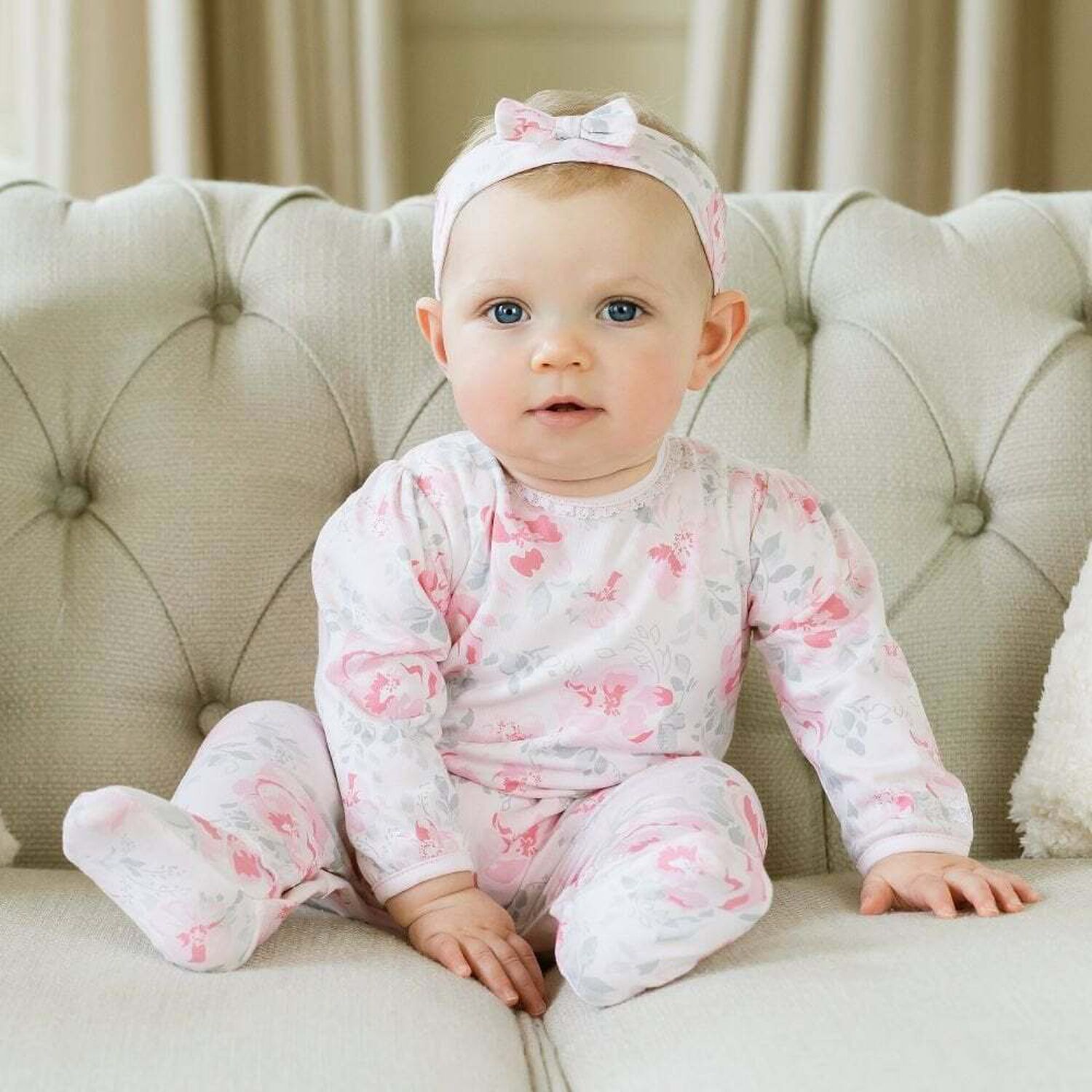 Baby Girls Pink Floral Babygrow Set, 1, hi-res