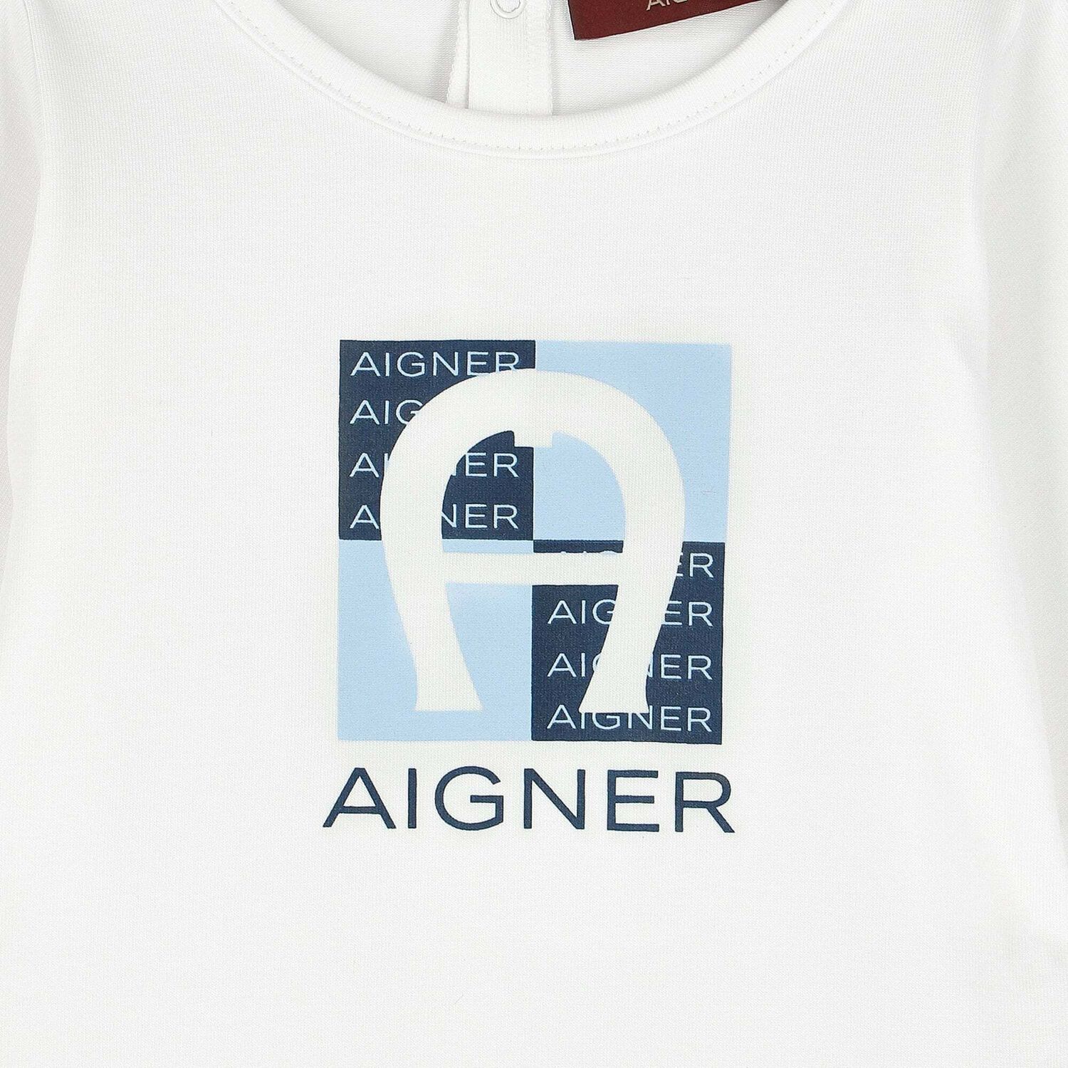 Baby Boys White & Blue Logo Babygrow, 1, hi-res image number null