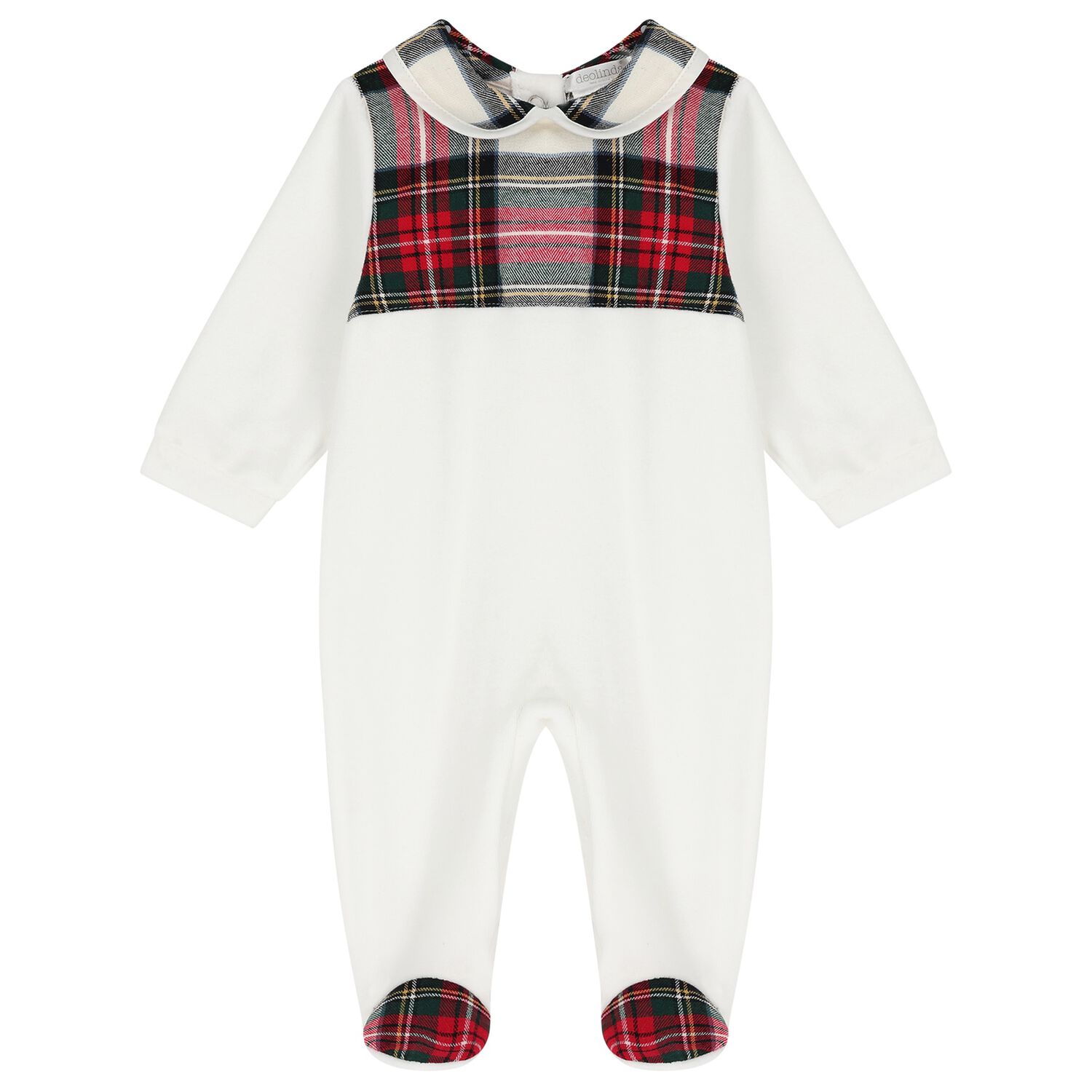 Baby Boys Ivory Tartan Babygrow, 1, hi-res