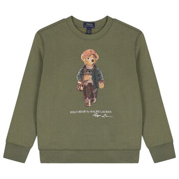 Boys Green Polo Bear Sweatshirt