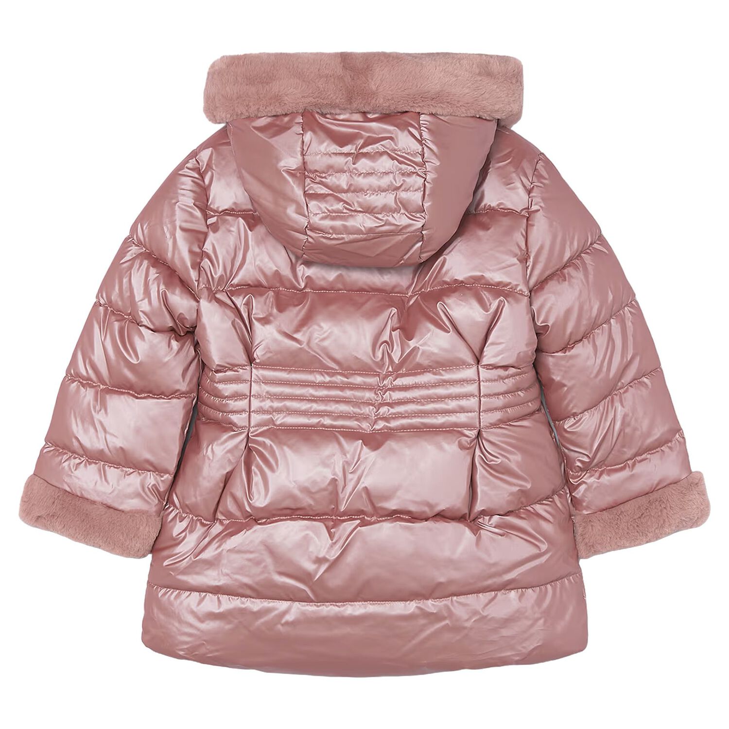 Girls Metallic Pink Puffer Coat, 3, hi-res