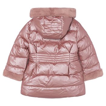 Girls Metallic Pink Puffer Coat