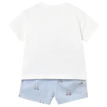Baby Boys White & Blue Shorts Set