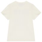 Girls Ivory Embroidered Logo T-Shirt, 2, hi-res