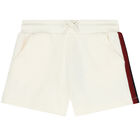 Girls Ivory Logo Ribbed Shorts, 1, hi-res