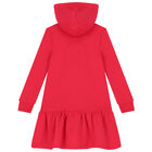 Girls Pink Logo Hooded Dress, 1, hi-res