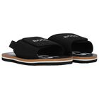 Boys Black Velcro Sandals, 1, hi-res