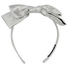 Girls Metallic Silver Bow Headband, 1, hi-res