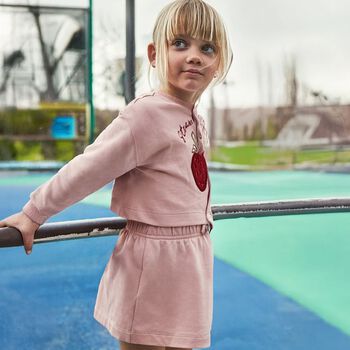 Girls Pink Strawberry Dress Set