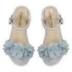 Girls Silver Flower Sandals, 2, hi-res