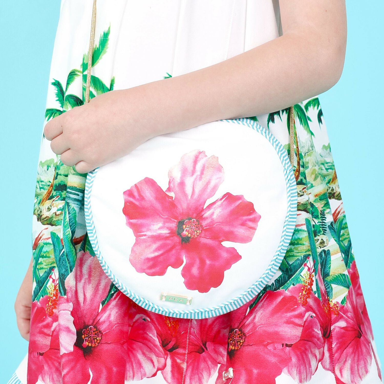 Girls Green & White Floral Bag, 1, hi-res