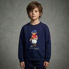 Boys Navy Blue Polo Bear Sweatshirt, 1, hi-res