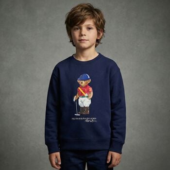 Boys Navy Blue Polo Bear Sweatshirt
