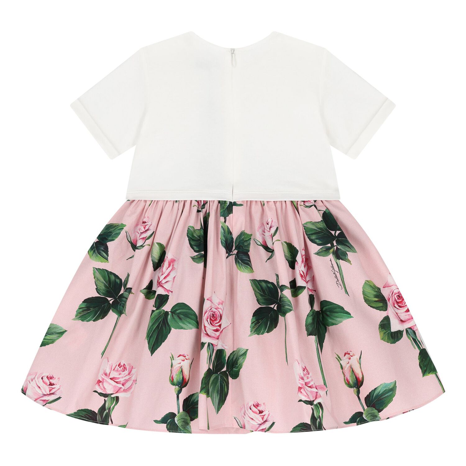Baby Girls White & Pink Rose Dress Set, 1, hi-res