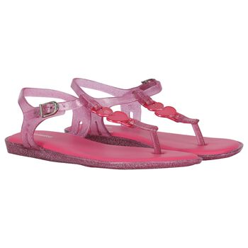 Girls Pink Glitter Solar Sandals