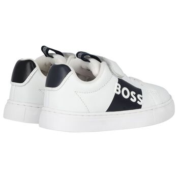 Boys White & Black Logo Trainers