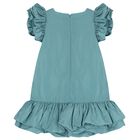 Girls Aqua Ruffled Dress, 1, hi-res