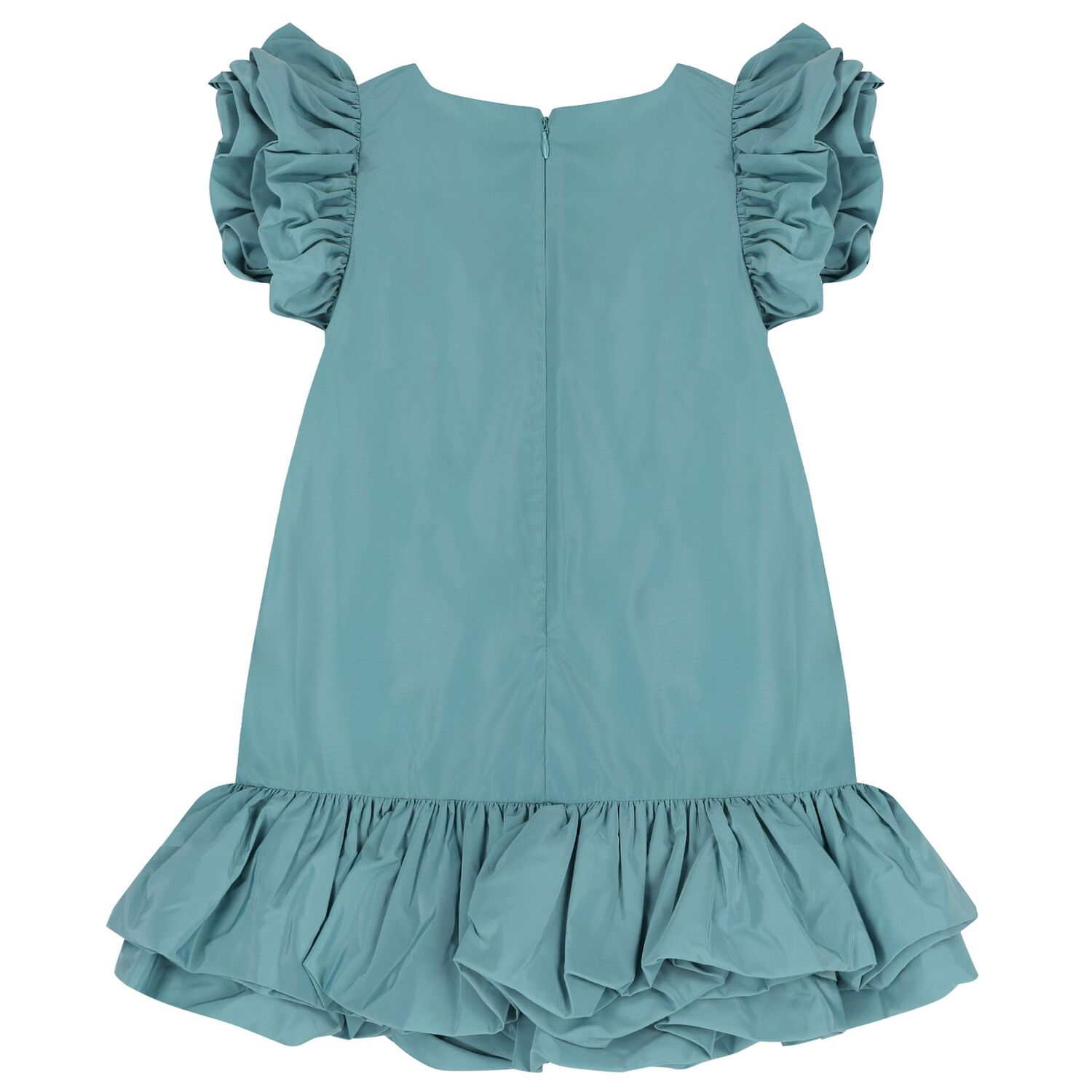 Girls Aqua Ruffled Dress, 1, hi-res