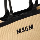 Girls Beige & Black Straw Tote Bag, 2, hi-res